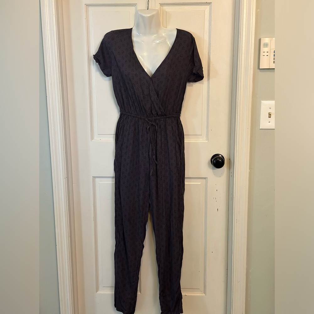 Fat Face dark charcoal gray bluish with a black design Jumpsuit Size 2